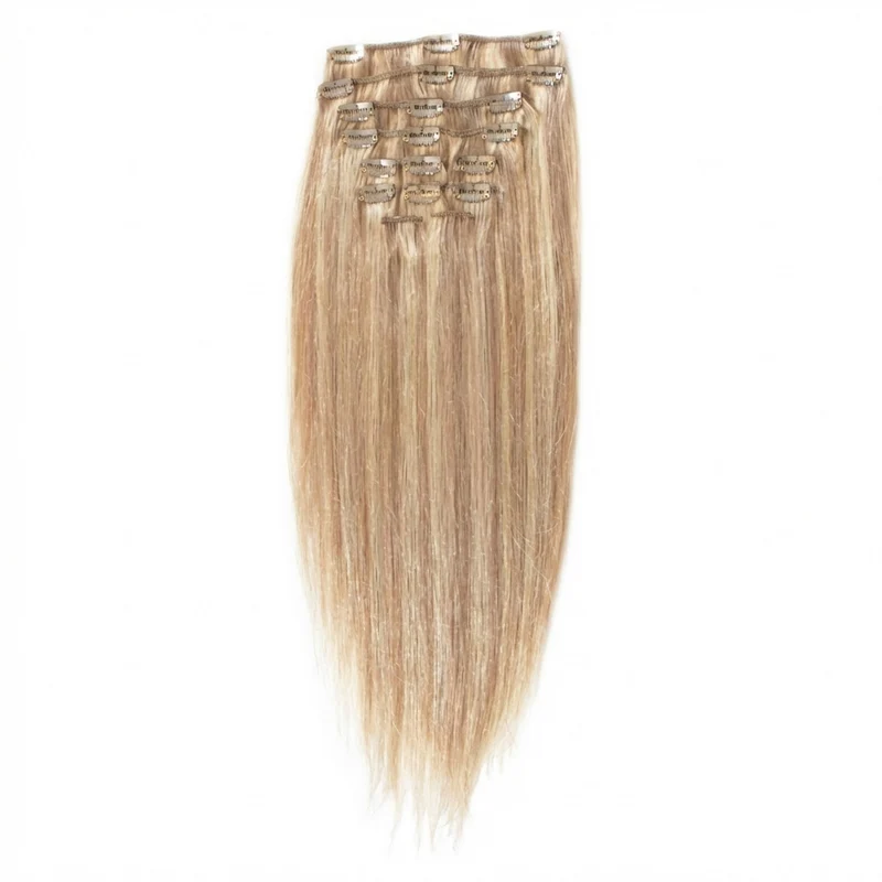 Clip-in-Extensions – blond Mix 18/613# – 50 cm Echthaar