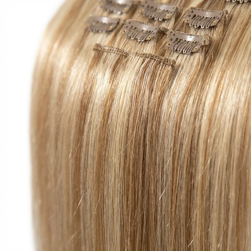 Clip-in-Extensions – blond Mix 18/613# – 50 cm Echthaar