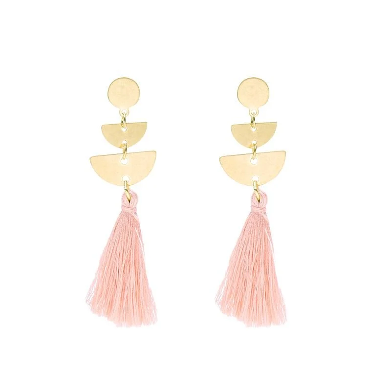 SOHO Quasten-Ohrringe – goldfarben/pink