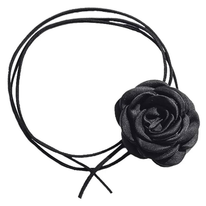 Soho Rose String Choker Blumenkette - Schwarz