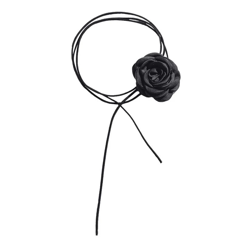 Soho Rose String Choker Blumenkette - Schwarz