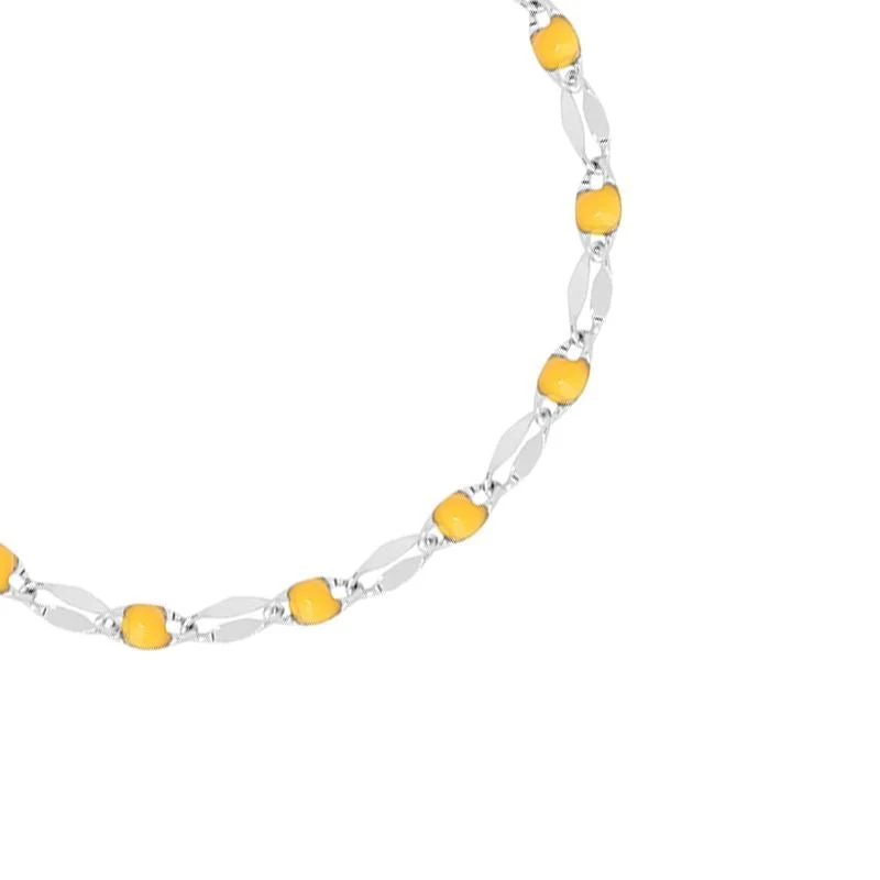 SOHO Kora Armband – Silber mit gelben Holzperlen