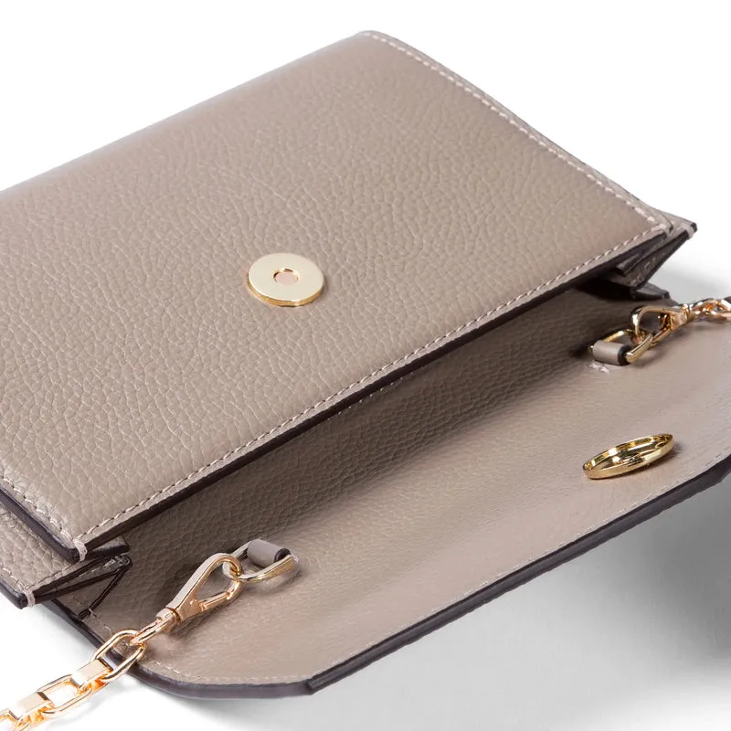 Isabel Bernard Honoré Lina Taupe Clutch Mit Abnehmbarer Schulterkette IB21135-078
