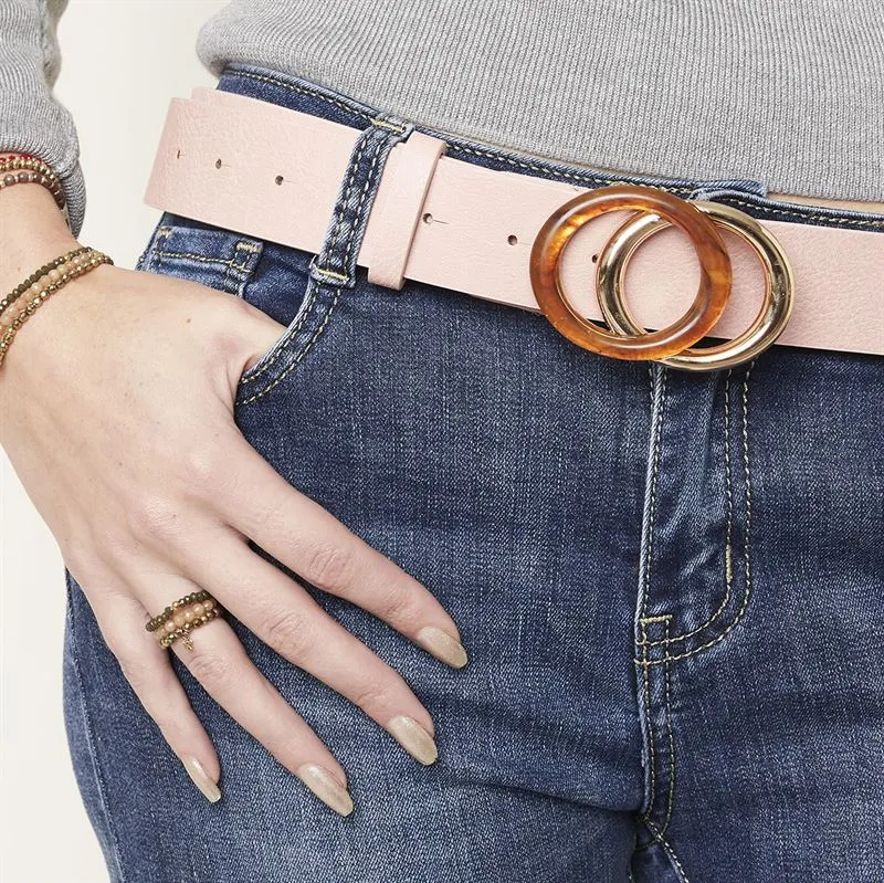 Gürtel für Damen – pink mit Doppelring-Schnalle