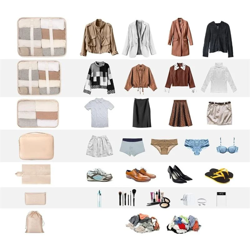Packwürfel Set von UNIQ, 7 Teile, beige