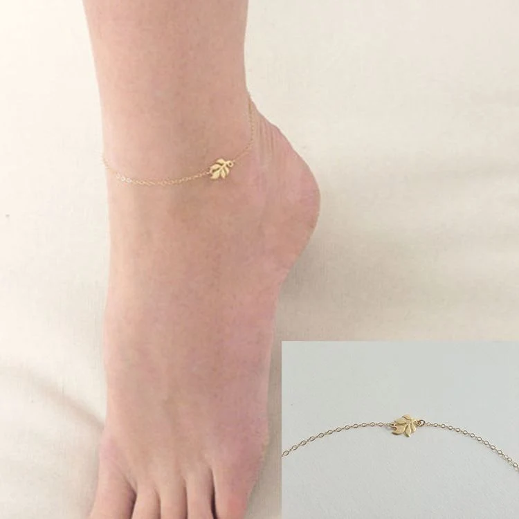 Fußkette – mit elegantem Blatt-Anhänger
