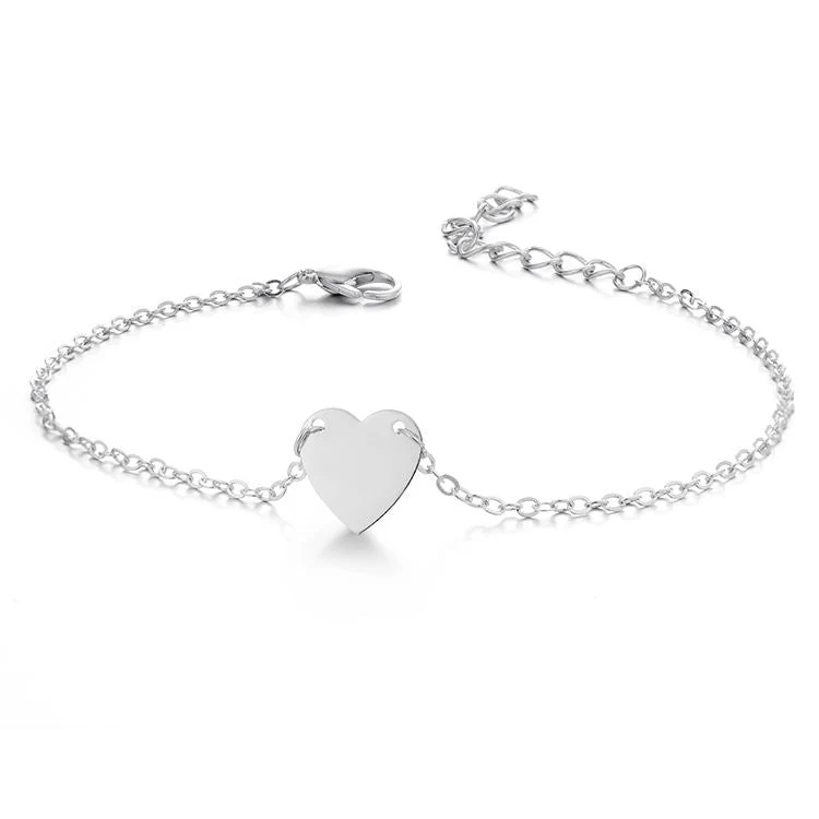 Fußkette – Herz-Anhänger – Silber
