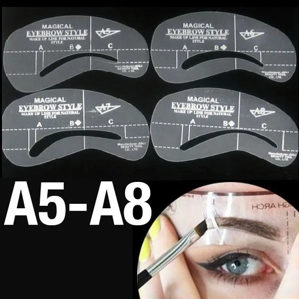Augenbrauen Schablonen – 4er Pack aus Kunststoff (Modelle A5-A8)