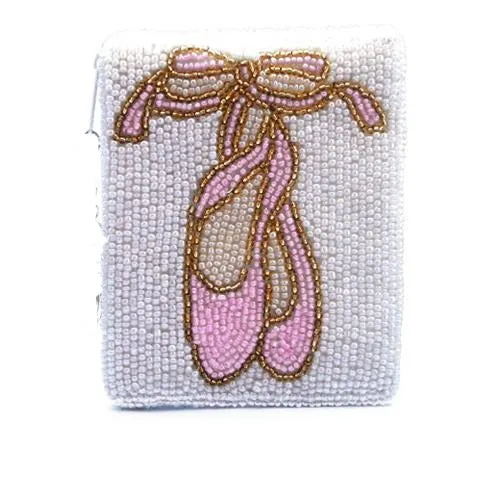 White Ballet Slippers Beaded Wallet