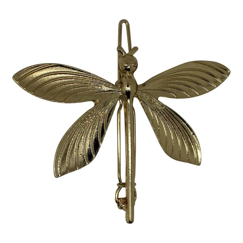 Haarspange Libelle – goldfarben Metall – 6 cm