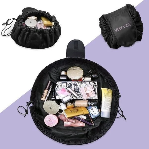 Make-up Reisetasche – Schwarz, zum Aufklappen