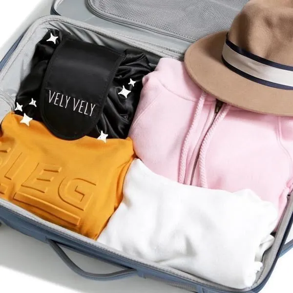 Make-up Reisetasche – Schwarz, zum Aufklappen