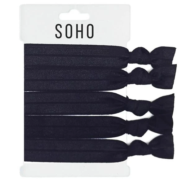 SOHO Hair Ties Haargummis mit Knoten - All Black (5 Stk.)