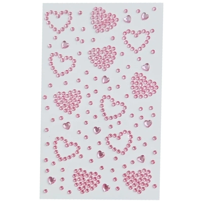 Selbstklebende Strasssteine in Herzform für Make-up, Nägel, Gesicht, Körper und Bastelprojekte von SOHO Hearts in Rosa