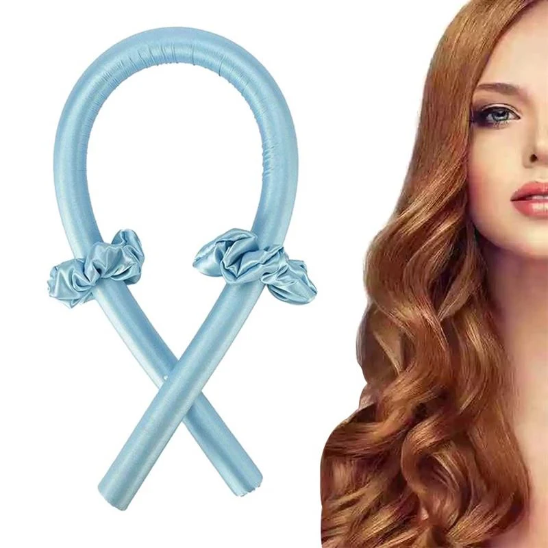 Satin Scrunchie Set & Hitzefreies Lockenband – Blau
