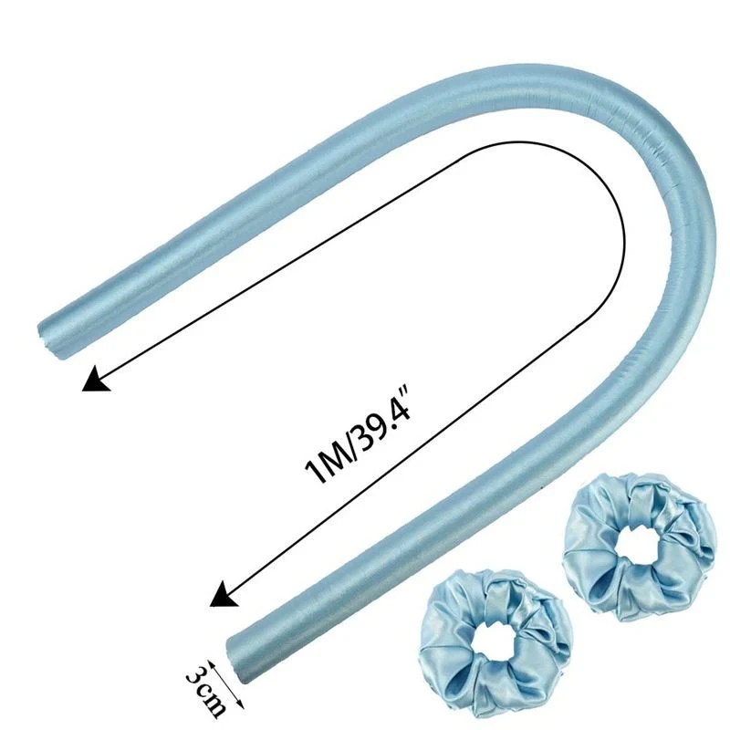 Satin Scrunchie Set & Hitzefreies Lockenband – Blau