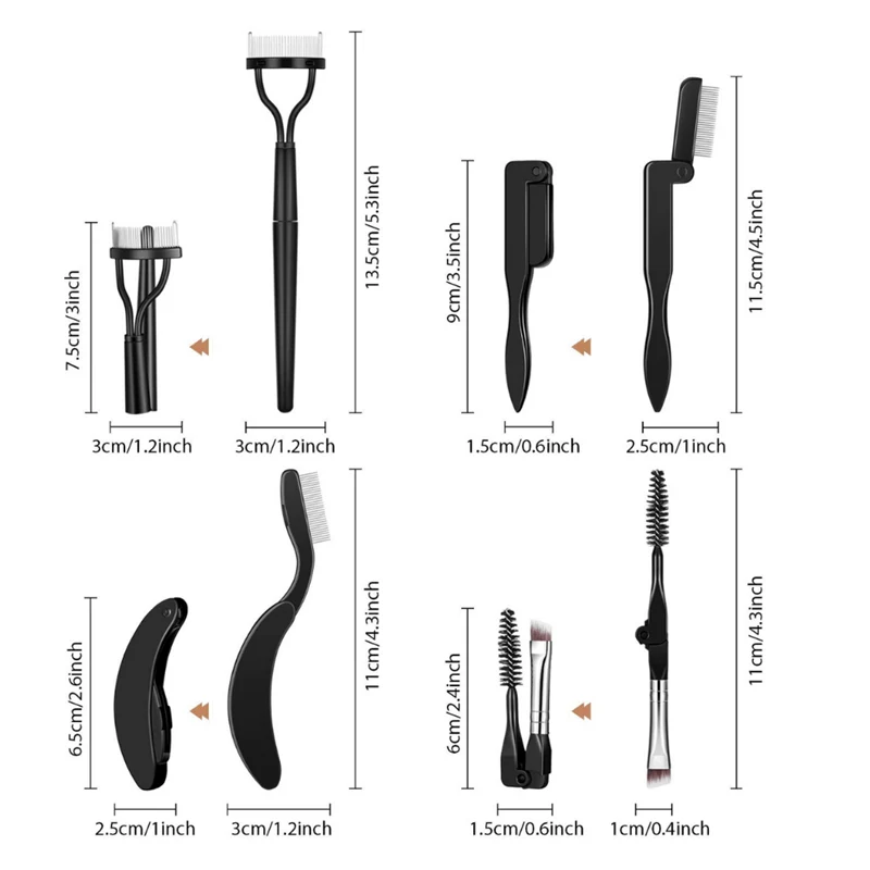 Wimpern- & Augenbrauenbürsten Set – 4er Pack faltbar