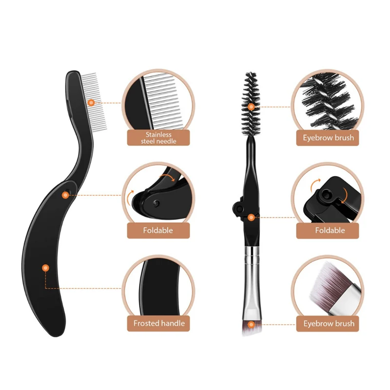 Wimpern- & Augenbrauenbürsten Set – 4er Pack faltbar