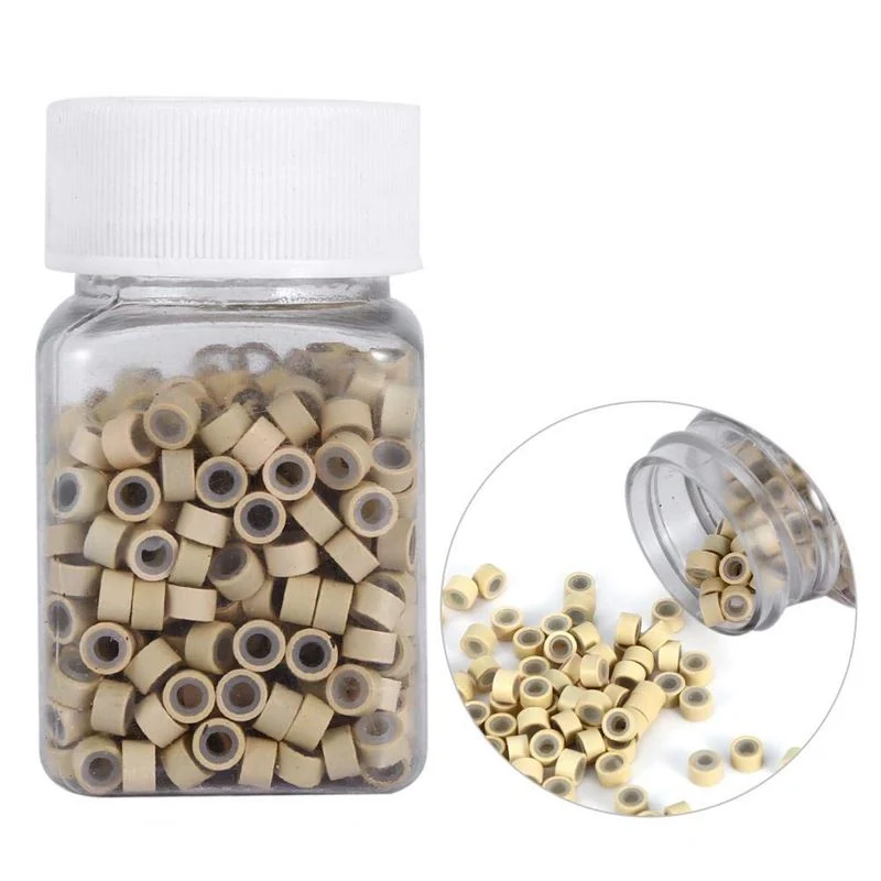 Microringe für Haarverlängerung – blond mit Silikon – 500er Pack