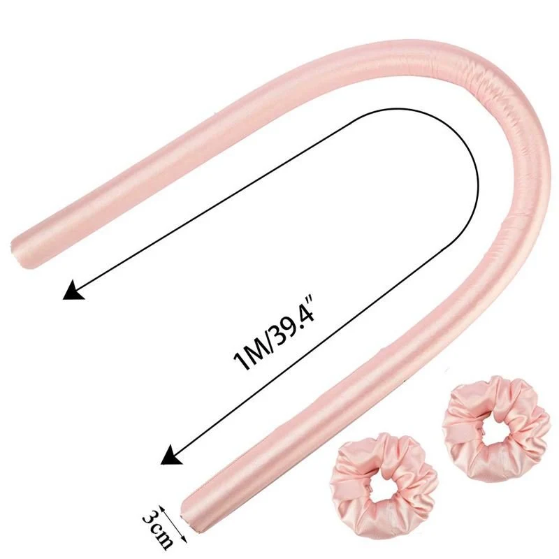 Hitzefreies Lockenband Set mit Scrunchies – Satin pink