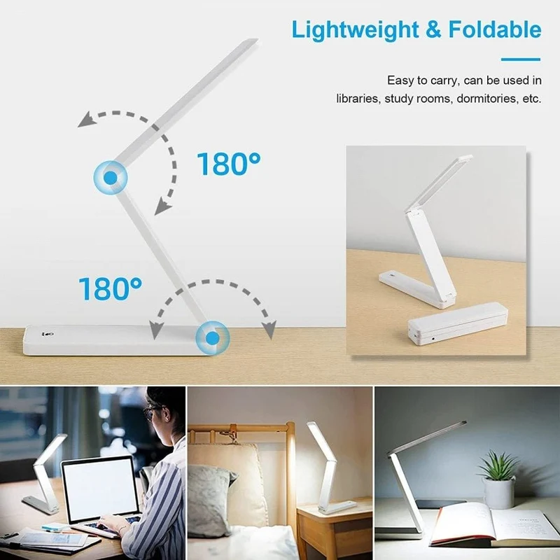 Batteriebetriebene LED-Lampe - Faltbare Schreibtischlampe - Weiß