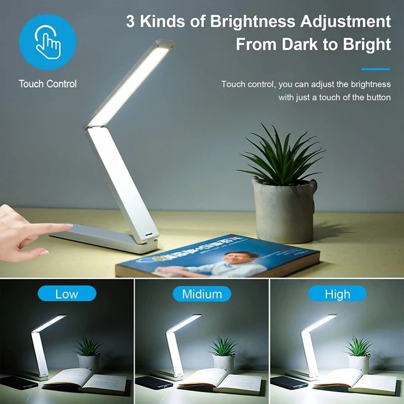 Batteriebetriebene LED-Lampe - Faltbare Schreibtischlampe - Weiß