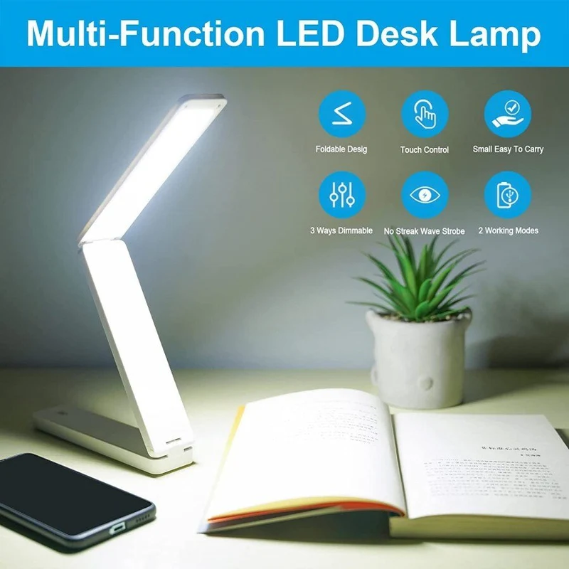 Batteriebetriebene LED-Lampe - Faltbare Schreibtischlampe - Weiß