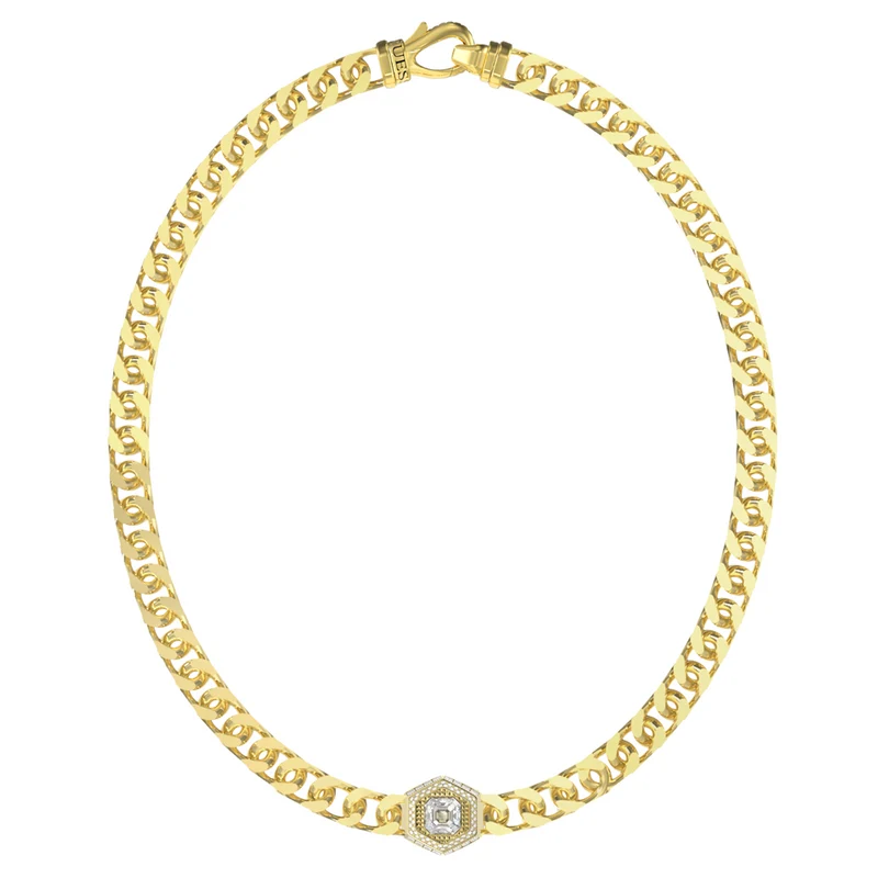 Guess Lion King Gold-coloured Necklace With Crystal JUMN06006JWYGT-U