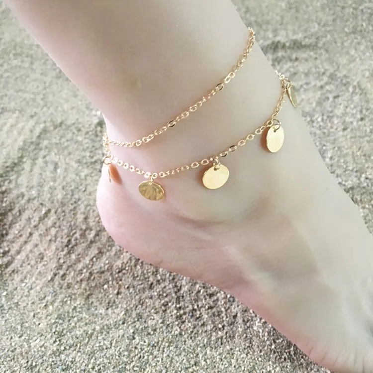 Fußkette mit runden Anhängern – Sommerlicher Look