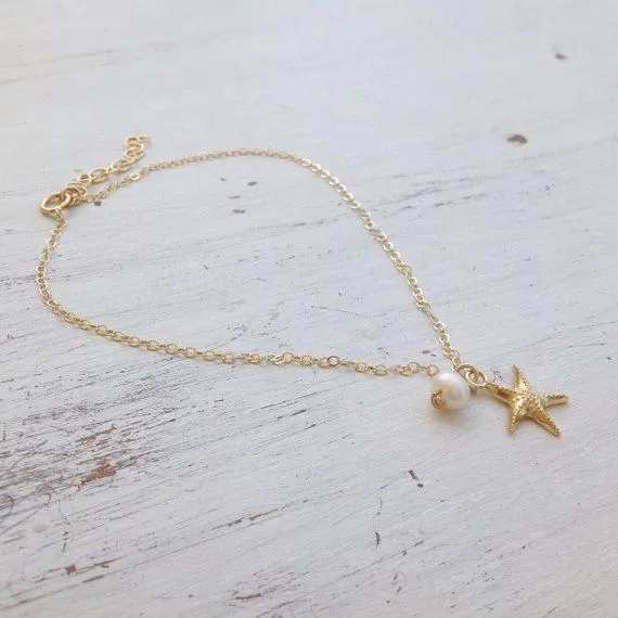 Fußkette – Seestern & Perle