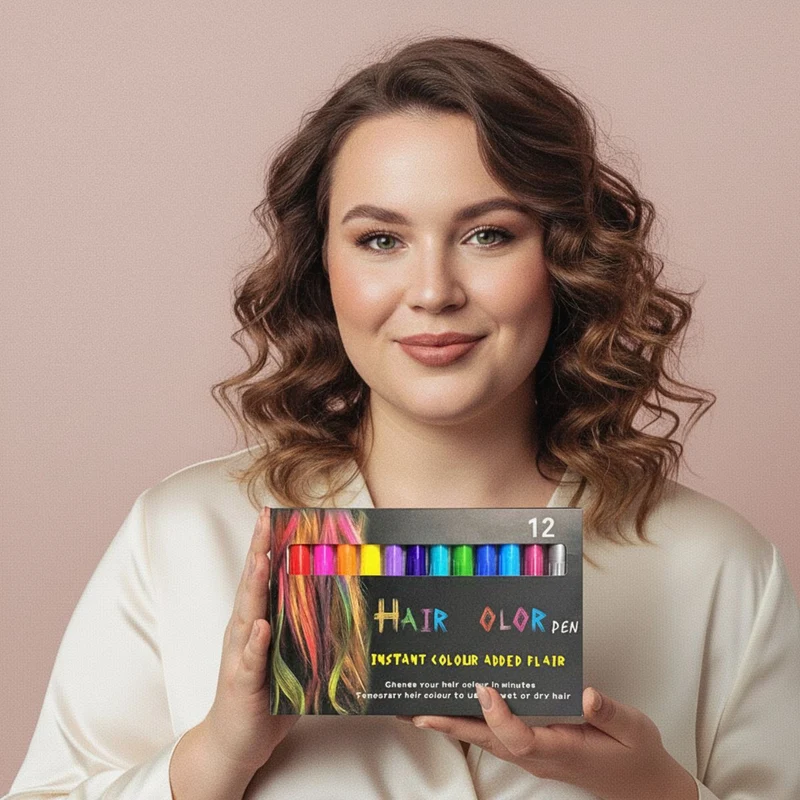 Haarkreide Stifte – 12er Set mit Regenbogenfarben