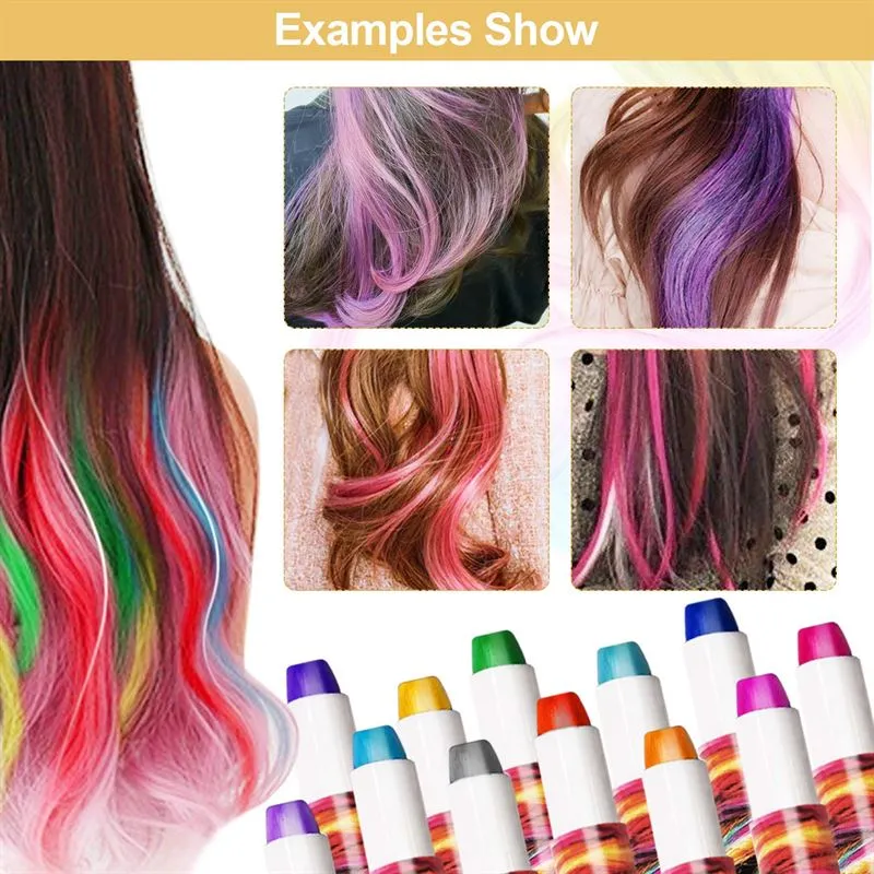 Haarkreide Stifte – 12er Set mit Regenbogenfarben