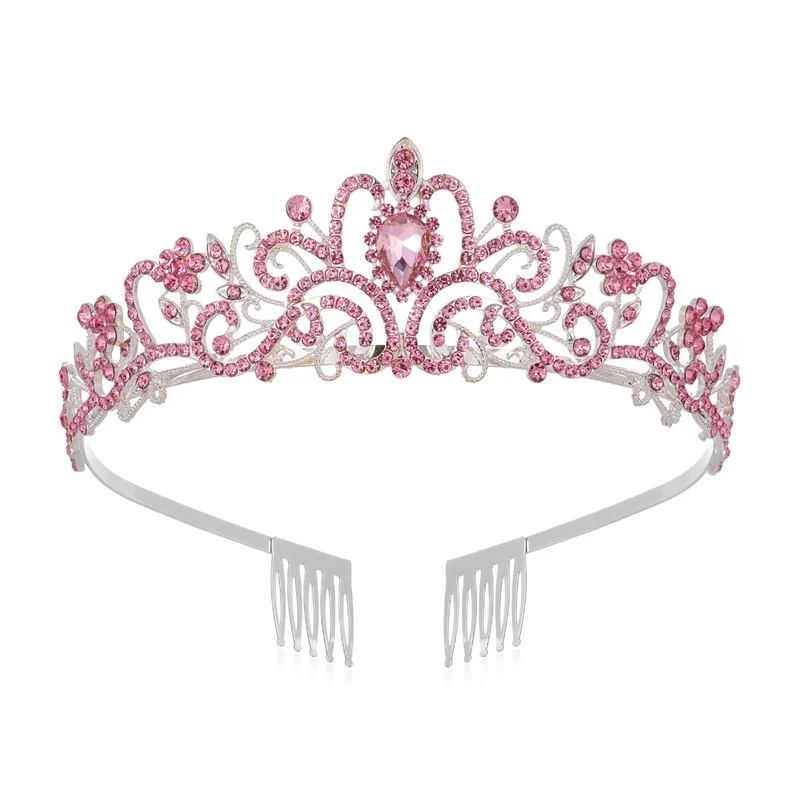 Prinzessinnen-Diadem – rosa / Silber mit Strass
