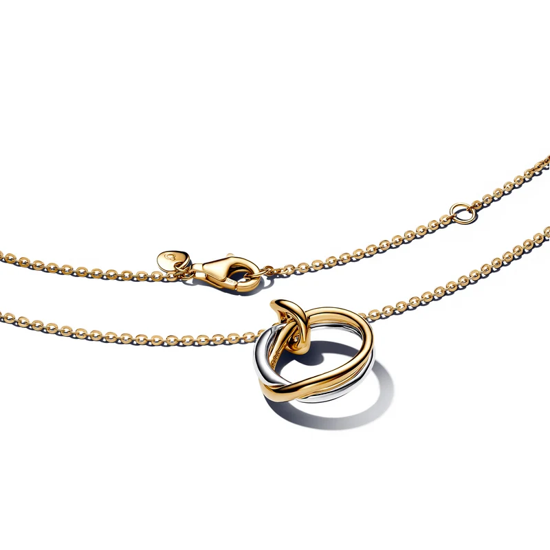 Pandora Essence Gold Plated Organically Shaped Two-Tone Pendant Necklace 363882C00-45