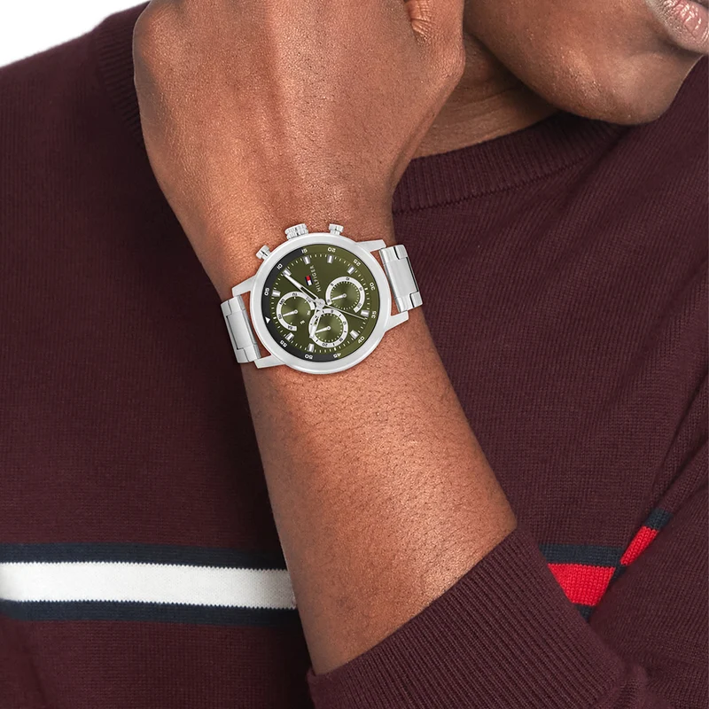 Tommy Hilfiger Rocky Silberne Und Grüne Herrenuhr TH1792180