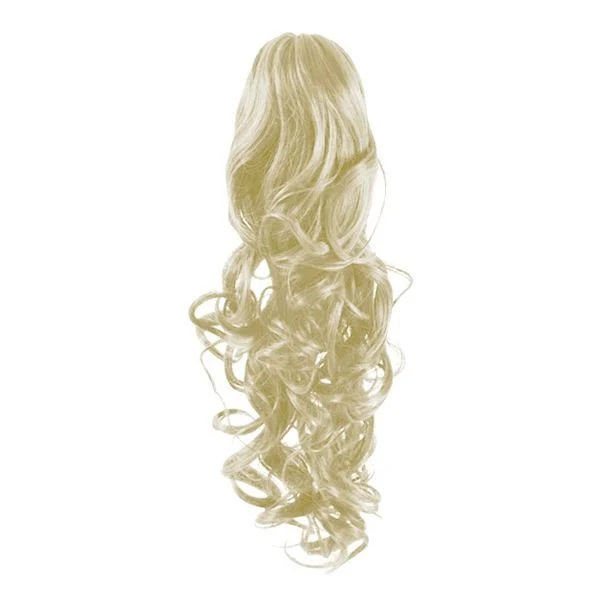 Pferdeschwanz Haarverlängerung – Lockig platinblond 60 cm