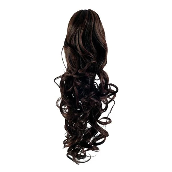 Pferdeschwanz Haarverlängerung – lockig, dunkelbraun, 60 cm