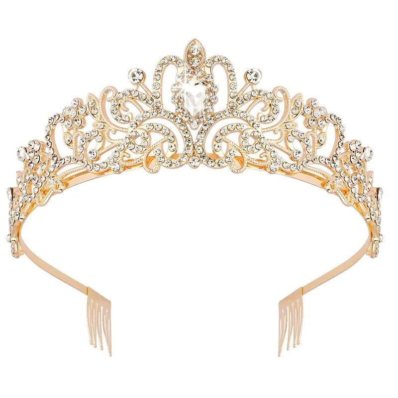 Prinzessinnen Diadem / Tiara - Gold mit Strasssteinen