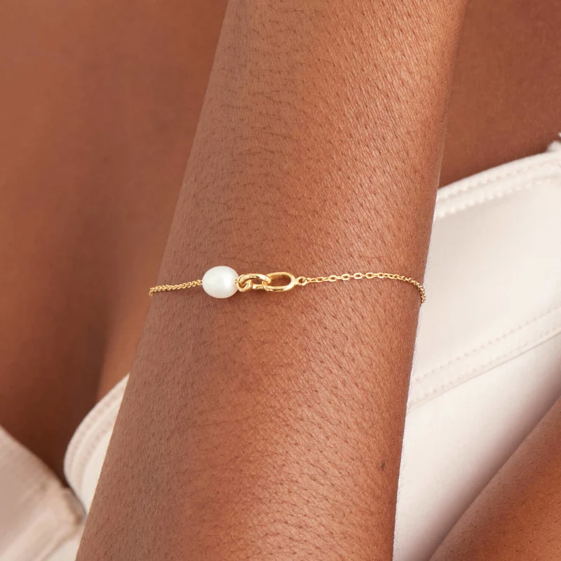 Ania Haie Pearl Power 925 Sterling Silberen Goldfarbene Armband AH-B043-01G