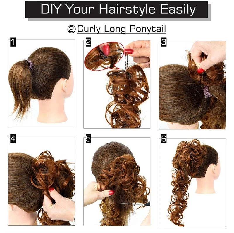 Messy Dutt Haarteil – Lockig – Schwarzbraun
