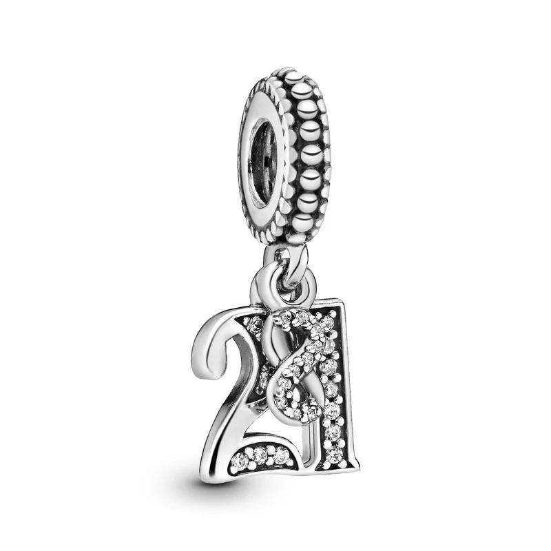 Pandora People 925 Sterling Silver 21st Celebration Dangle Charm 797263CZ
