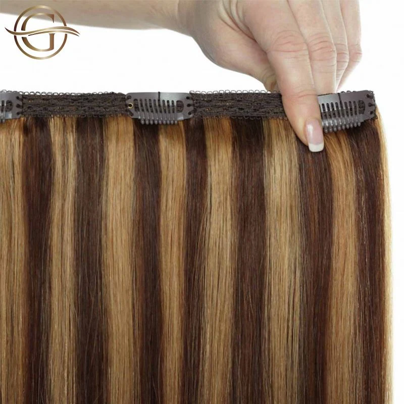 Clip-on Haarverlängerungen #4/27 Braun/Blond Mix - 7 Sets - 50 cm | Gold24