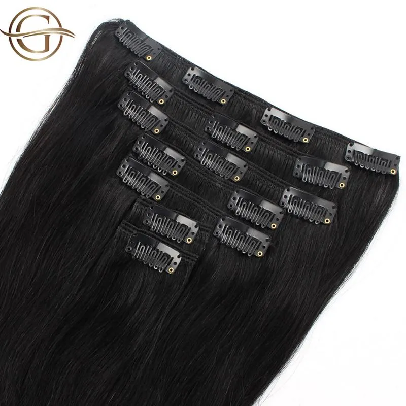 Clip-on Haarverlängerungen #1 Schwarz - 7 Sets - 50 cm | Gold24