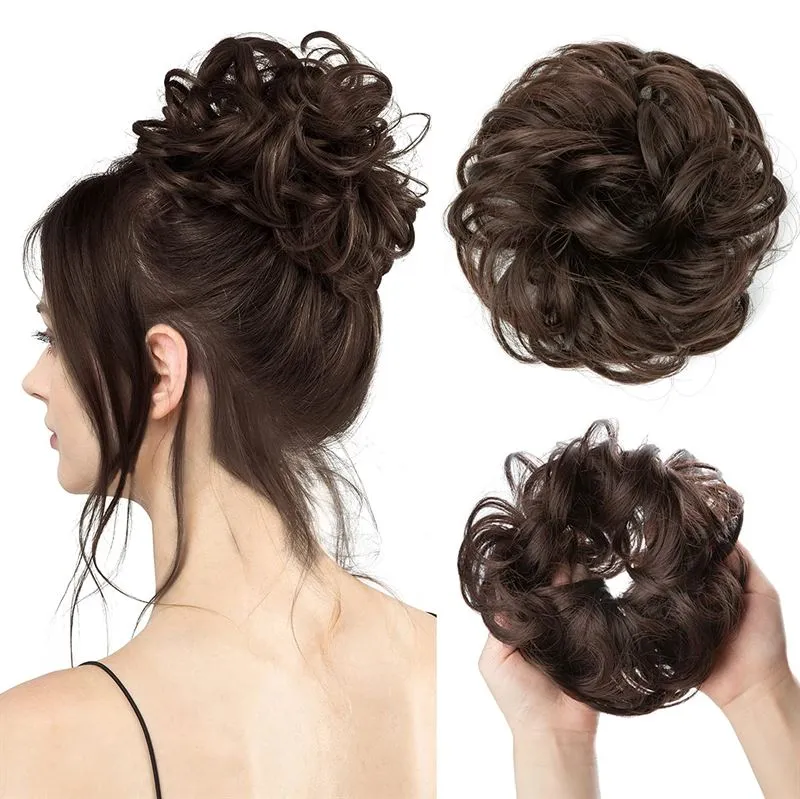 Kunsthaar Dutt – Messy Curly – Braun