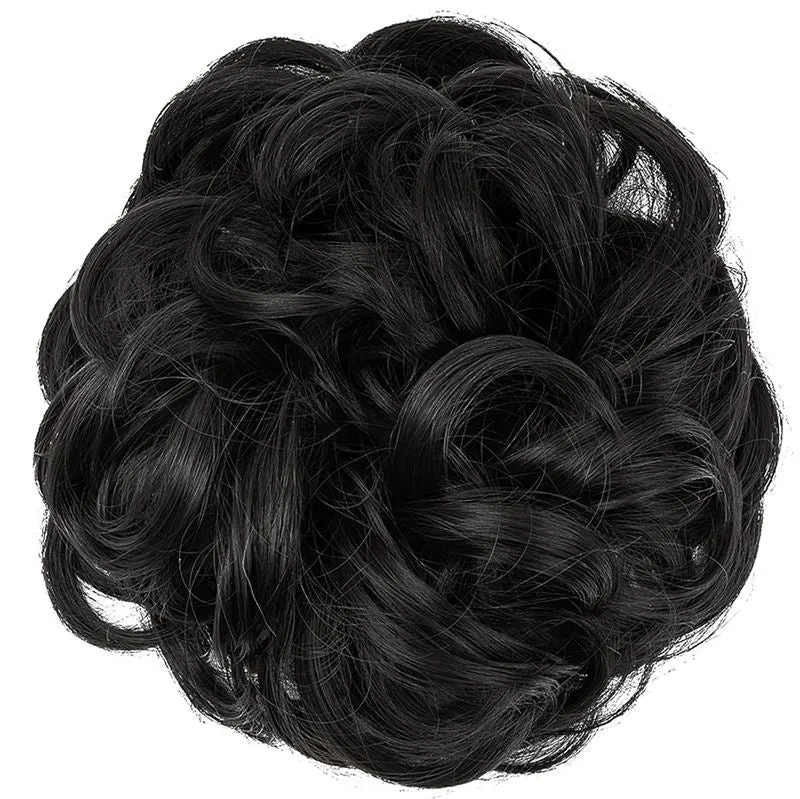 Kunsthaar Dutt – Messy Curly Haarteil – Naturschwarz