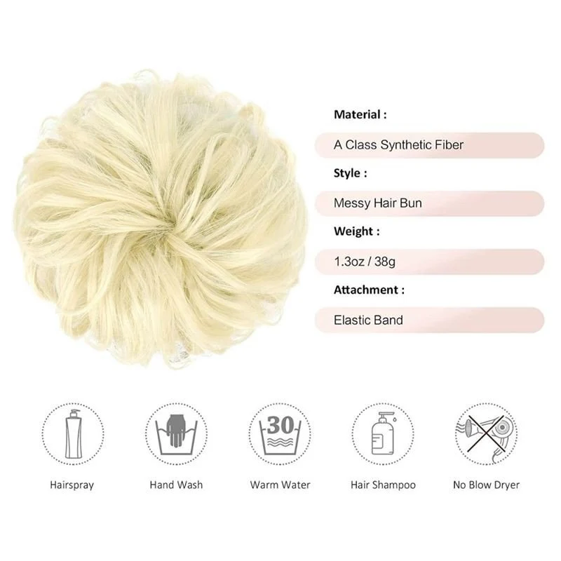Haargummi Messy Bun mit lockigem Kunsthaar, 88 Bleach Blond