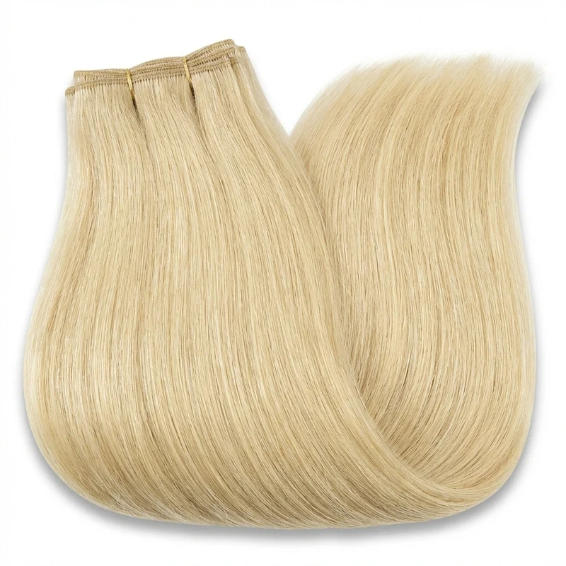 Haarverlängerung – Platin blond 50 cm