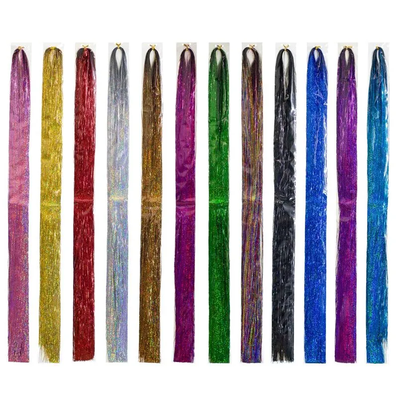Haarverlängerung Glitzersträhnen – Türkis 80 cm – 100 Strähnen