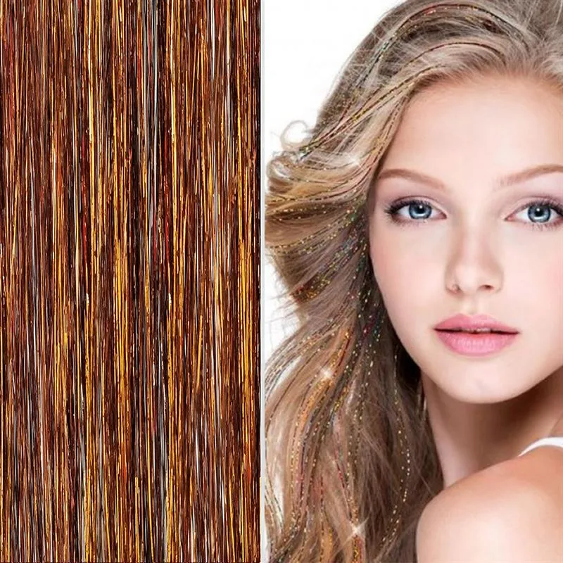 Glitzer-Extensions – 100 Haarsträhnen 80 cm – Mokkabraun