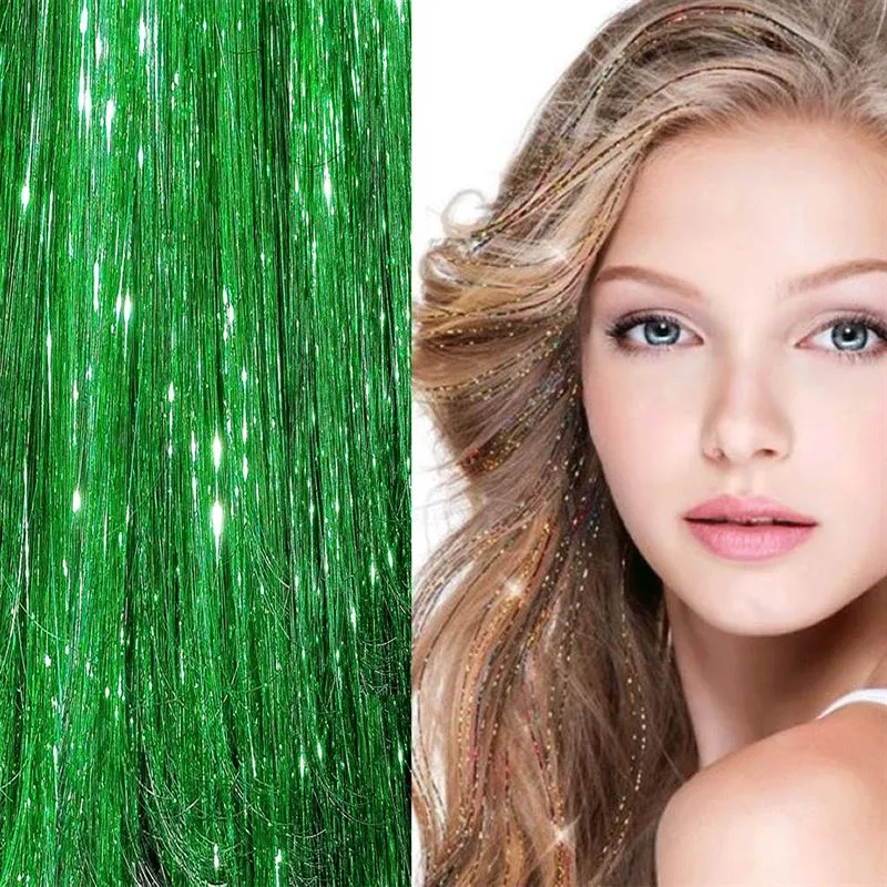 Bling Extensions – Glitzer-Haarsträhnen Grün 80 cm
